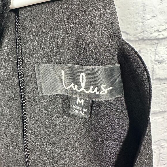 Lulus Black Endlessly‎ Endearing Short Scalloped High Neck Lined Dress Medium - Picture 7 of 8